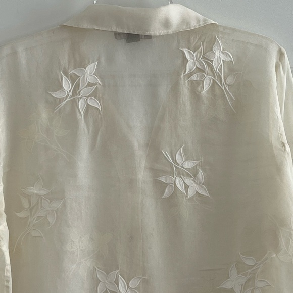Kate Hill Woman 100% Silk Sheer Floral Romantic Long Sleeve Blouse Size 16W - Picture 8 of 13
